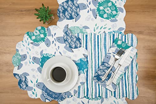 Set de 6 servilletas reversibles cuadradas 20 pulg azul miniatura 4