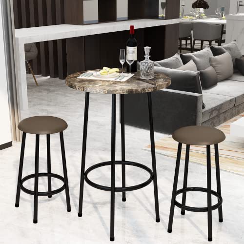 Modern Bar Table Set with 2 Stools for Small Spaces