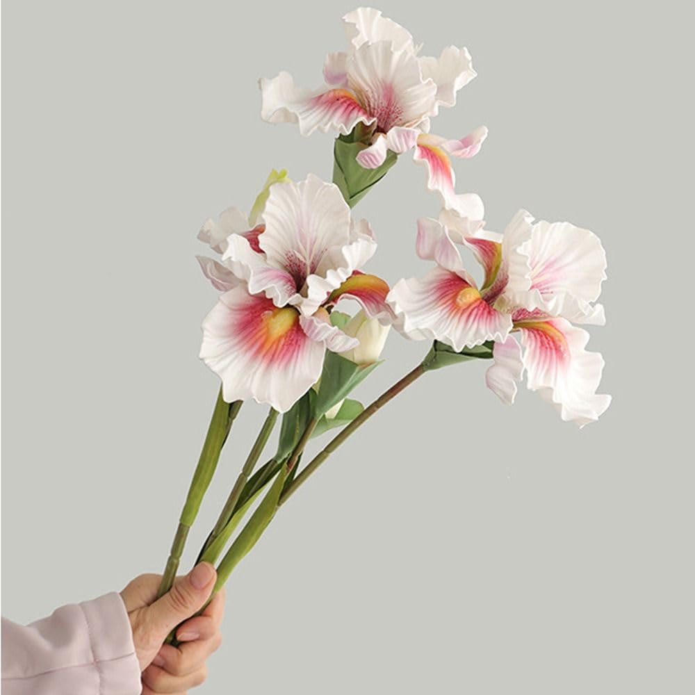 2 orquídeas artificiales de imitación para decoración de hotel, restaurante, orquídea artificial de tacto real, accesorios de fotografía, seda EVA, flores falsas (blanco)