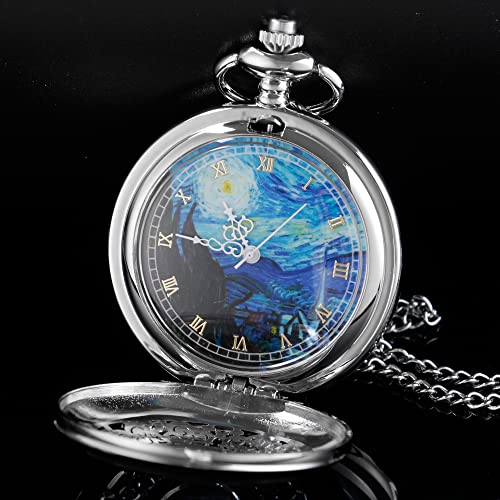 Image of Tiong Roman Numerals Scale Quartz Pocket Watches with Chain Christmas Graduation Birthday Gifts Fathers Day