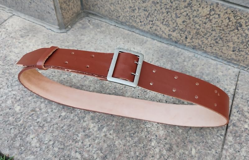 Reproductions WW2 GERMAN OFFICER DOUBLE CLAW BROWN LEATHER BELT length: 46"3