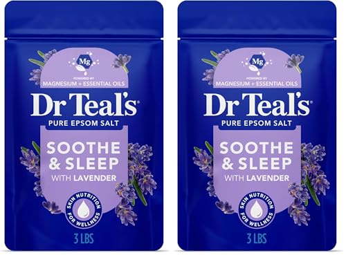 Dr Teal's Epsom Salt, Lavender, 3lbs, Pack of 2 | Soothe & Sleep...