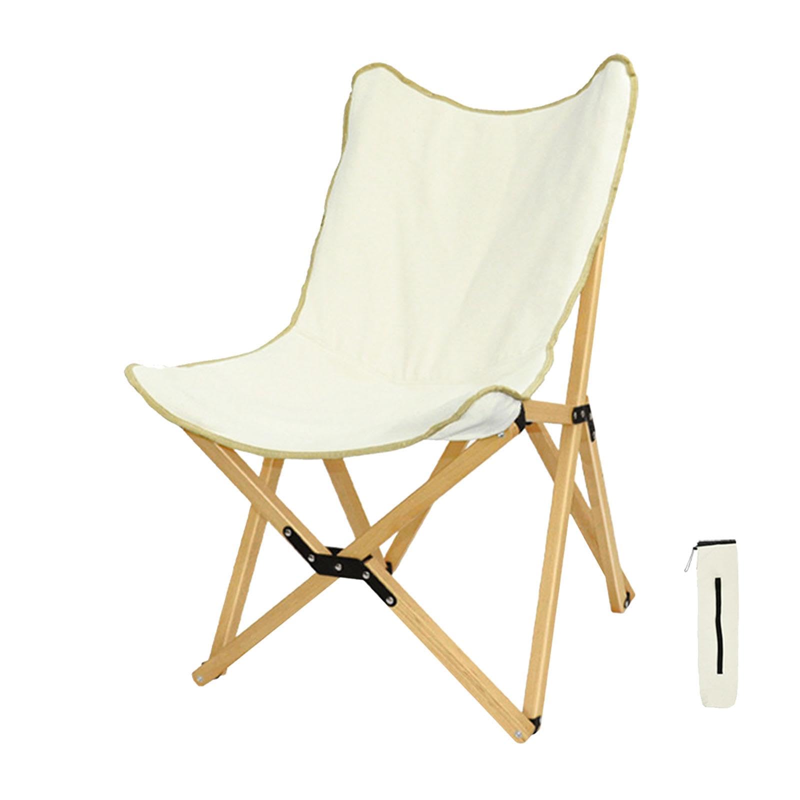 BNF® Folding Beach Chair with Storage Bag | Portable Lightweight Outdoor Seater | Includes Net Pocket with Durable Wood & Canvas Construction | 93cm x 54cm x 54cm for Park, BBQ, Yard