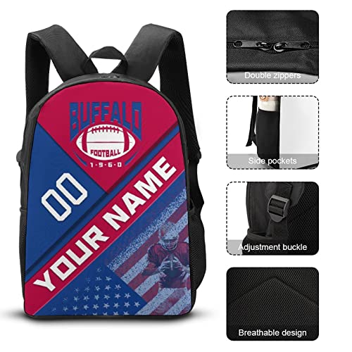 Custom Buffalo Backpack with Lunch Bag Pencil Case Personalized Name Number 3 Piece Set Gifts for Men Women3