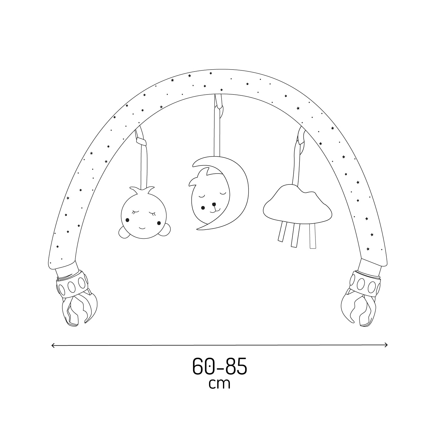 Momi Arche de Jeux Zizi à Monter sur Une balancelle, Une Poussette, Un Porte-bébé ou Un lit bébé, avec 3 Jouets sensoriels Amovibles, Montage Facile par Pince sans Outils