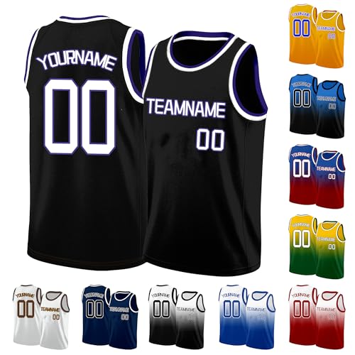 Image of Custom Basketball Jersey for Men - Personalized Name & Number, Embroidered or Printed, Athletic Shirt for Kids, Boys & Youth