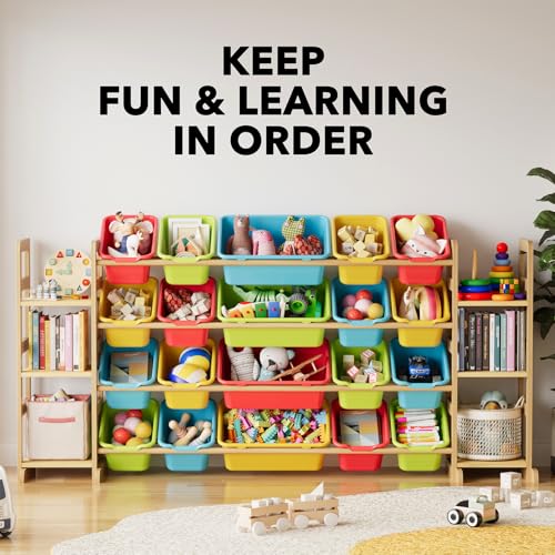 Image of SpaceAid Toy Storage Organizer with 6 Shelves and 20 Bins, Toy Organizers Storage Bookshelf, Kids Bin Shelf Toys Box Bookcase for Bedroom Playroom Organization Room Decor, Multi-Colored