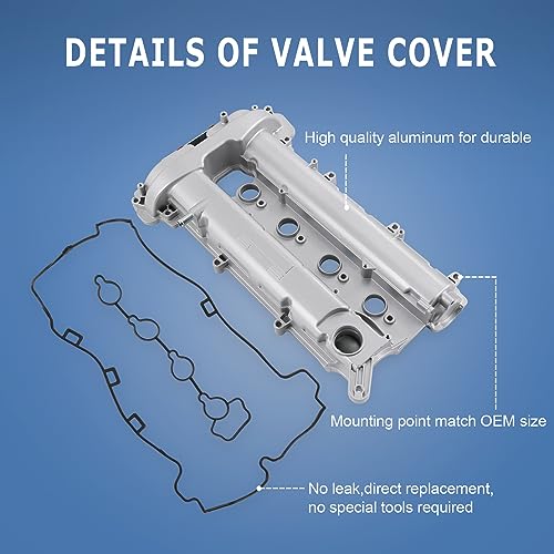 Image of Engine Valve Cover with Gasket Aluminum Replace# 12610279 | Compatible with Buick LaCrosse Regal Verano Compatible with Chevy Equinox Impala Malibu Compatible with GMC Terrain 2.4L L4
