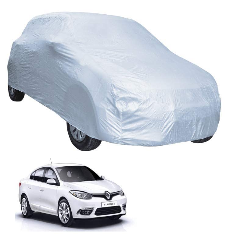 Image of Auto Hub Car Cover Compatible with Renault Fluence with Weather Proof, Triple Stitched, Fluence Car Cover- Plain Silver