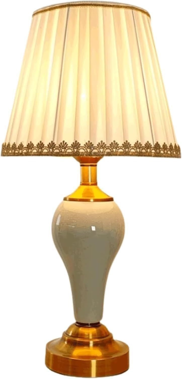 DFAEEKIYO Bedside Lamps Retro Desk Lamp Ceramic Table Button Reading Light Simple Bedroom