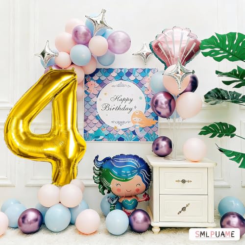 Image of Gold Balloon, 40 inch Number 14 Foil, for Birthday, Graduation, Wedding Anniversary Decorations, Includes Glue, Tying Tool