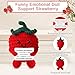TOYMIS Cute Positive Strawberry, Crochet Strawberry Emotional Doll Support Fruit Positive Crocheted Knitted for Empowering Gift Home Office Decoration (Red)