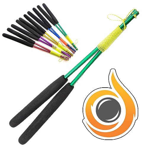 JD Pro Baguettes de diabolo en aluminium avec ficelle super lisse et autocollant en cascade Vert
