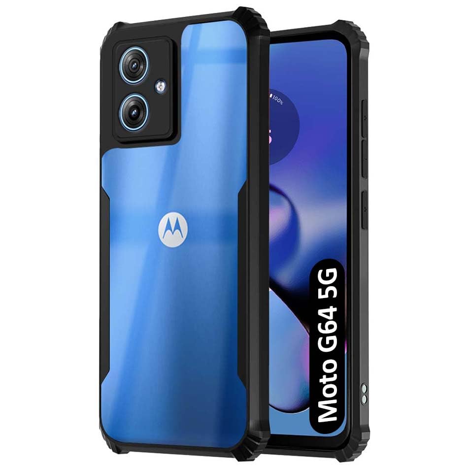 Fashionury Shockproof Back Case Cover for Motorola G64 5G | Raised Bumps for Camera & Screen Protection | Ultra Clear Soft Silicone Back Cover Case for Moto G64 5G (Black Bumper) (B0D2RP5TWJ) Amazon Price History, Amazon Price Tracker