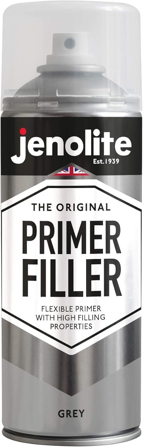 JENOLITE Primer Filler Aerosol Paint | Flexible Primer with High Filling Properties | Grey | 400ml | Fills small dents & scratches for smooth finish