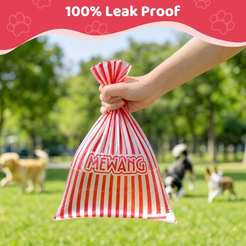 MEWANG Poop Bags for Dogs,Leak-Proof & Durable Pet Waste Bags, 9"x13", Strawberry Scented, Suit for Large, Medium, and Small Dogs, Cats, and Other Pets, 240 Count (pink) — view 4