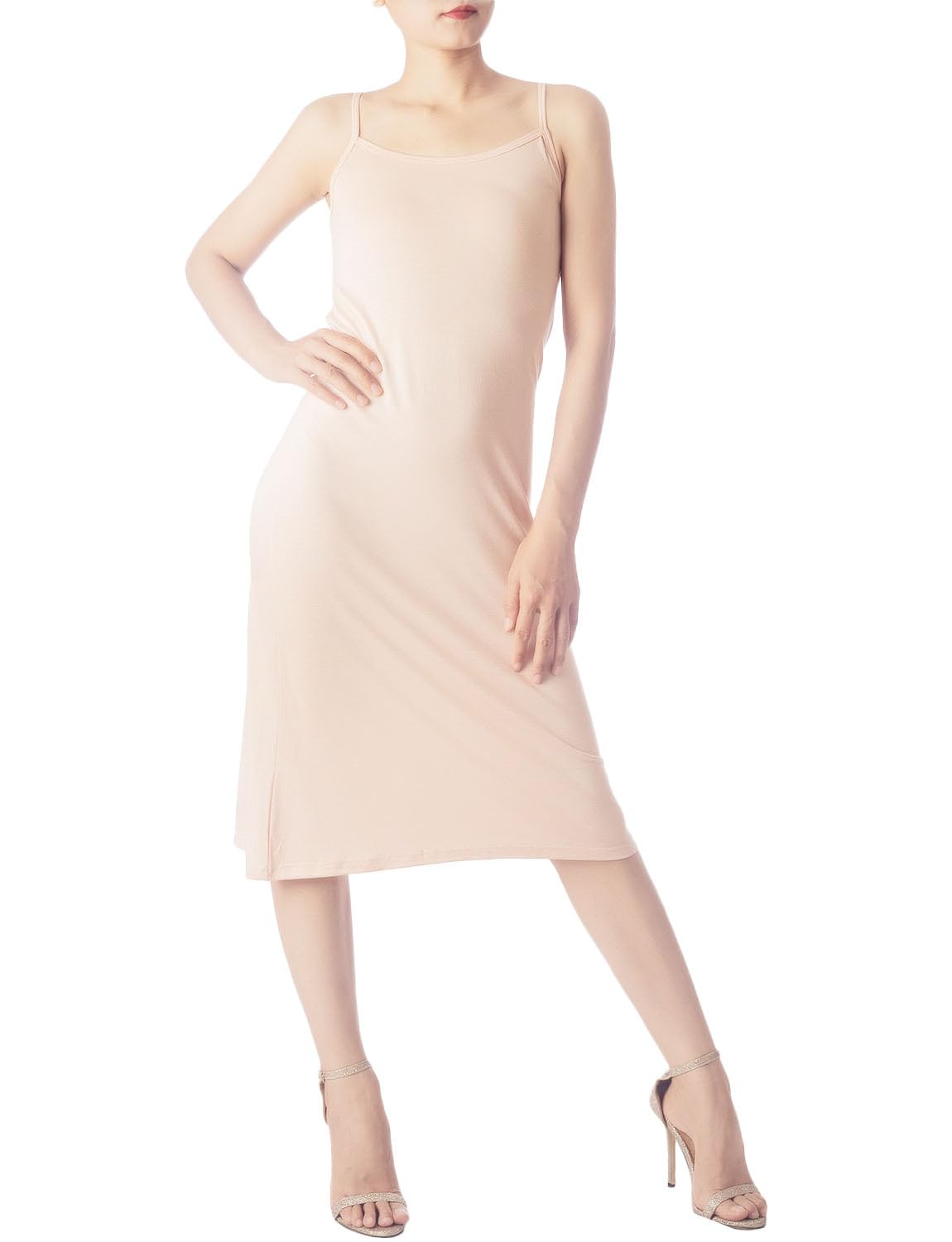 iB-iP Femme Modal Bretelle Spaghetti Longueur Genou Décontracté Fond De Robe