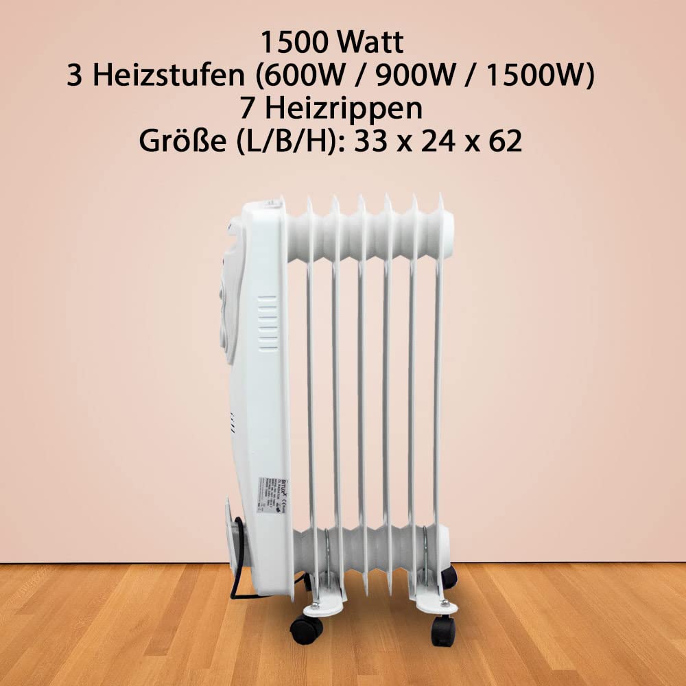 Bituxx 2500W elektrischer Ölradiator Öl Radiator Heizkörper 3 Heizstufen (2500, watts)