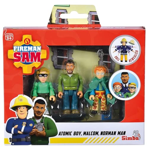 Feuerwehrmann Sam - Set mit 3 beweglichen Figuren 7,5 cm - Atomic Boy,...