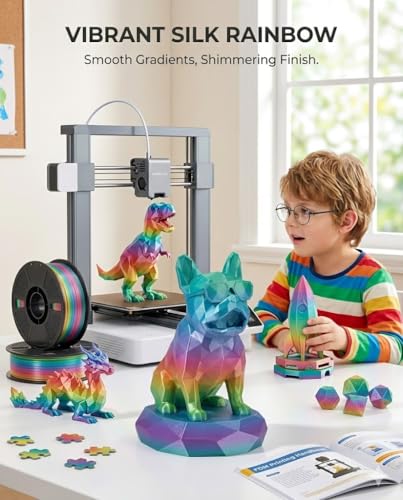 Image of 250g Rainbow Silk PLA Filament 1.75mm, SUNLU 3D Printer Silk PLA Filament Bundle,Shiny Silk Multicolor Filament Bundle, Fast Color Change Multicolor PLA, 4 Rolls, Rainbow02+03+04+06