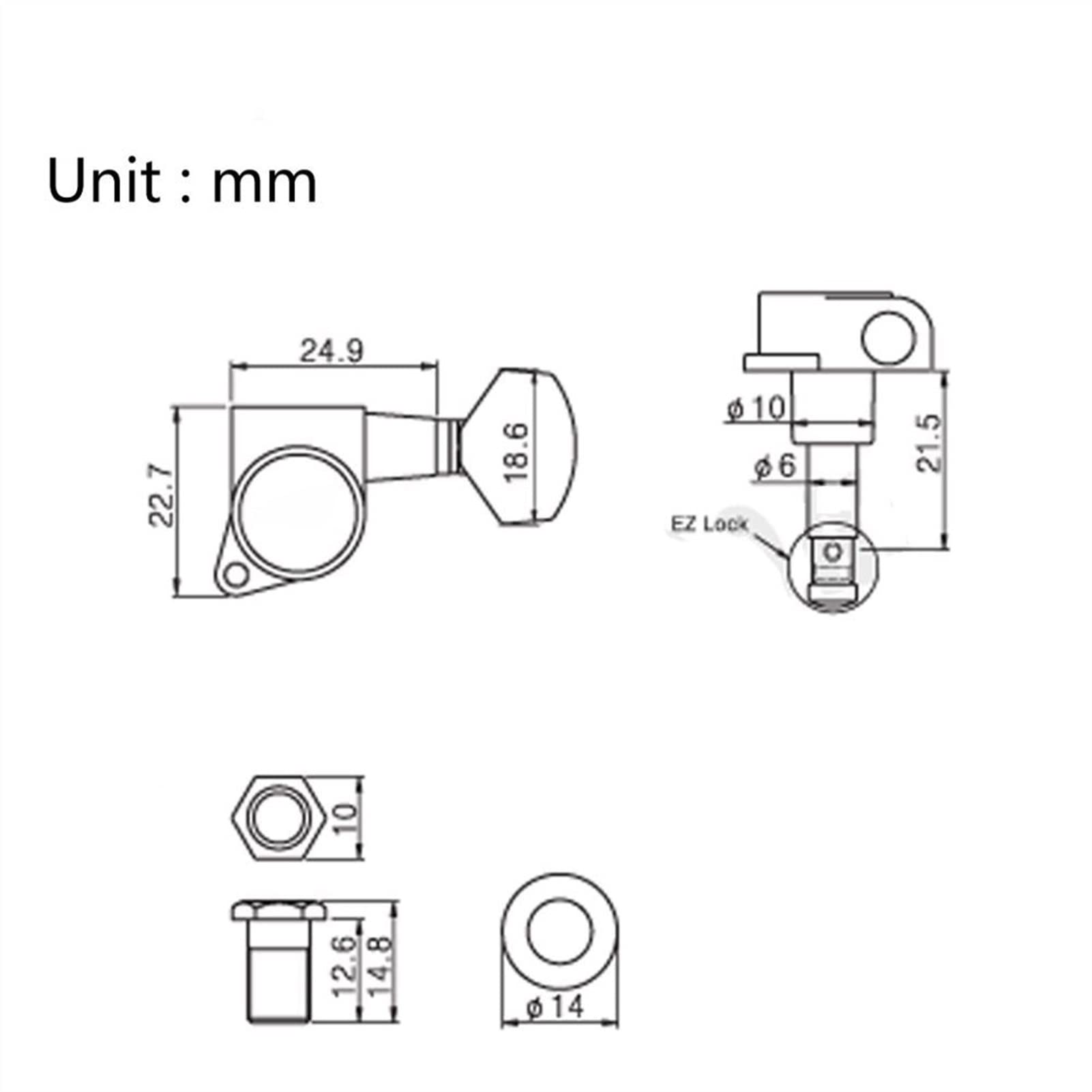 FLFL Gitarren-Mechaniken Chrom-Gitarren-Tuner-Maschinenköpfe Tuning Pegs-Tasten Set Für St/Tl. Stil E-Gitarre