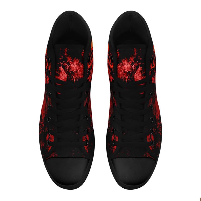 Halloween High Top Canvas Shoes for Men & Women – Skull, Vampire, Witch, Werewolf Design – Casual Gothic Sneakers for Costume, Party, or Daily Wear3
