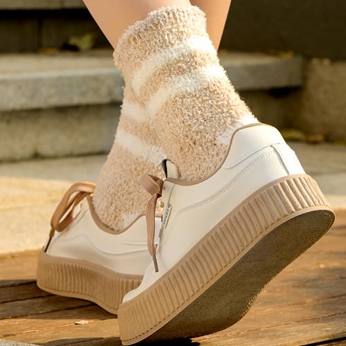 Image of Fuzzy Socks for Women - 6 Pair Fuzzy Socks, Cozy Socks Slipper for Women, Womens Soft Comfort of Coral Fleece, Strip Patchwork
