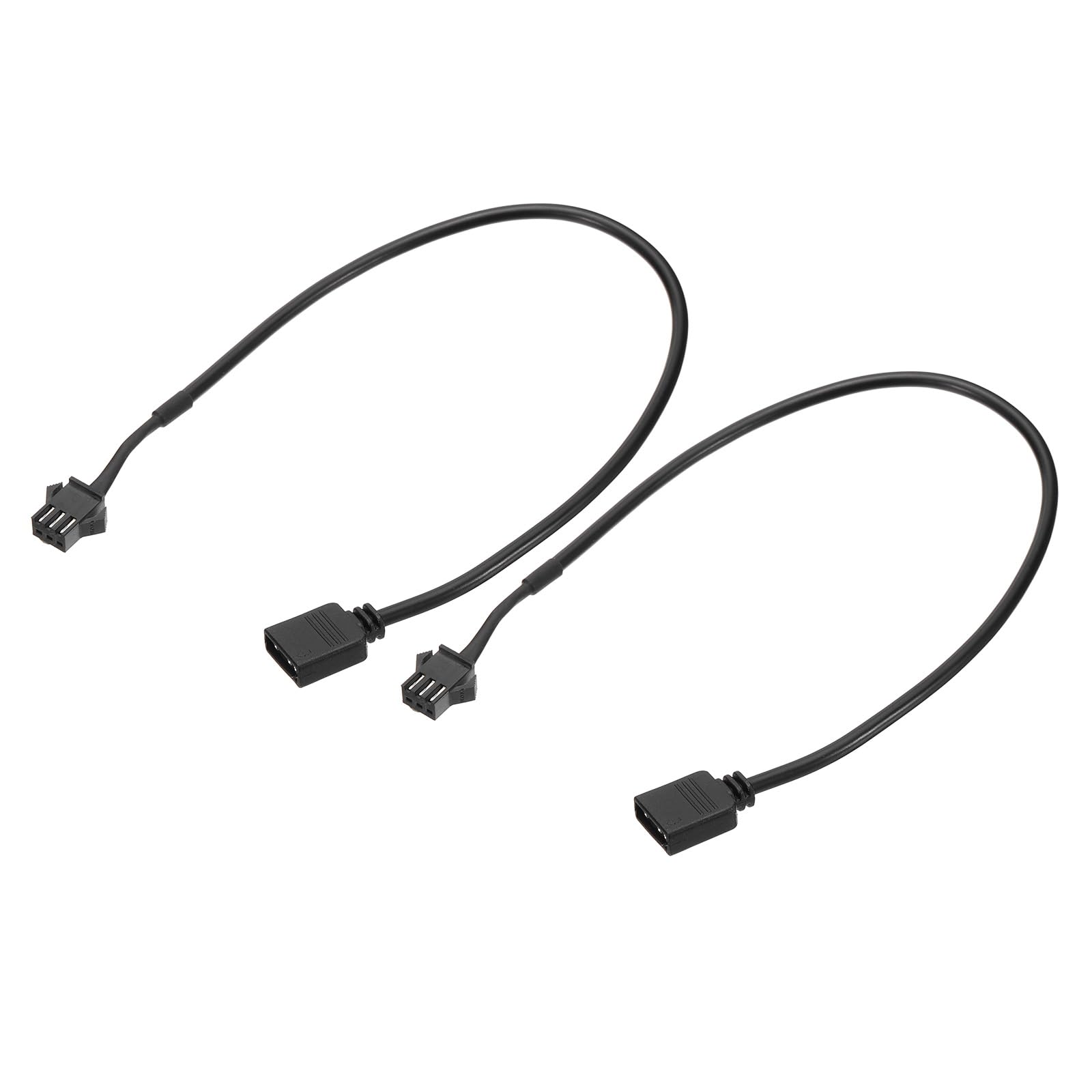 PATIKIL 5V 3 Pin to SM3P Female Splitter Cable, 2 Pcs PWM Fans RGB Power Cord ARGB Extension Connector Plug for Computer Chassis Motherboard, Black