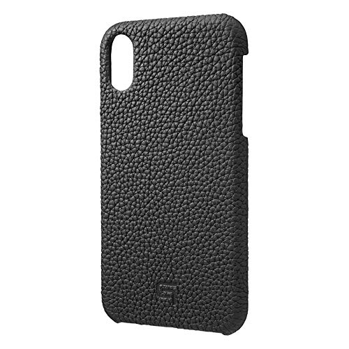 GRAMAS German Shrunken-Calf Genuine Leather Shell Case Compatible with iPhone XR Black