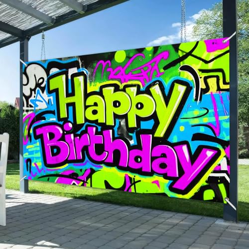 Image of HOMETITUTE Graffiti Birthday Banner 71x43 Inch