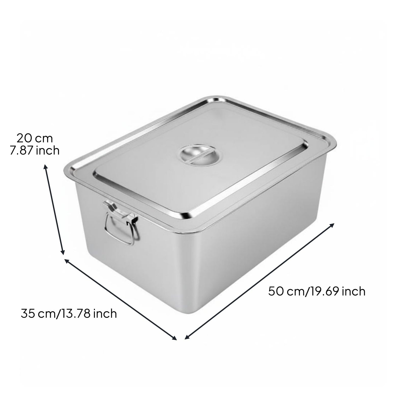 Cubeta de Hielo Cuadrada Metálico Recipiente Acero Inoxidable Depósito para Bebidas para Organización de Barra Apta para Cocina Restaurante Bar Fiesta al Aire Libre, 60x40x20 CM
