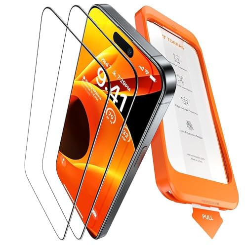 TORRAS für iPhone 16 Pro für Panzerglas [TOP Stoßfest] Schutzfolie für iPhone 16 Pro Folie 9H+ Schutzglas Absolut Anti-Fingerabdruck [0 Blasen & 0 Staub Montage] Kompatibel mit Hülle 2 Stück