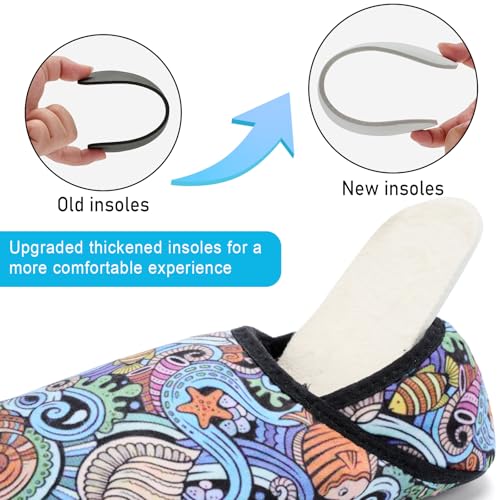 Image of ANLUKE Slipper for Women Men Slipper Socks Fuzzy House Shoes Rubber Sole Slip On Soft-Lightweight Non Slip Indoor /Outdoor Colorfulboho