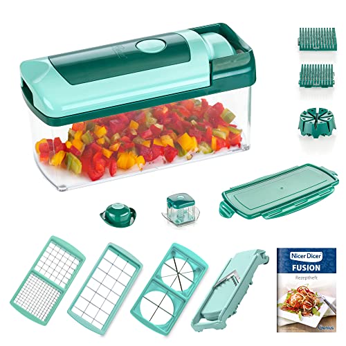 Design nuovo e moderno Genius Nicer Dicer Fusion Set Affettatutto ed 13 Pezzi, Plastica, Verde Acqua