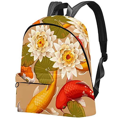 EZIOLY - Mochila para ordenador portátil con diseño de carpas y loto