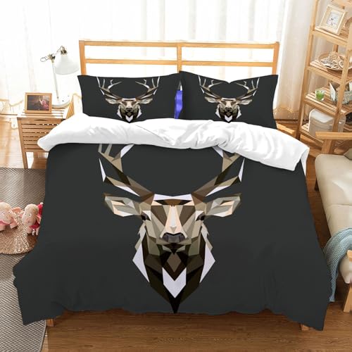 Ensemble de literie cerf low poly en microfibre 178x208cm avec 2 taies d'oreiller - 2