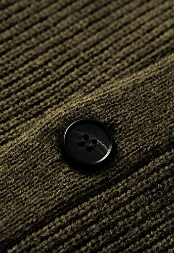 ZHILI Men's Shawl Collar Cardigan Sweater Slim Fit Cable Knit Button up Black Merino Wool Sweater3