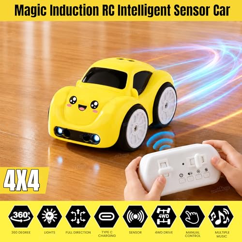 Image of Zest 4 Toyz Remote Control Car for Kids | 4x4 Drift RC Car | 2.4GHz Remote Control Rechargeable RC Car | Sensor & Manual Control | Sound & Music | Type-C Charging | Follow Escape Dodge Mode - Yellow