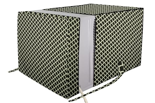 Image of The Furnishing Tree Elastic fit waterproof Polyester window ac cover compatible for Blue Star 0.8 Ton WFD318P Dustproof cover for inner and outer section, Check Coffee