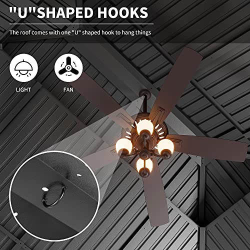 Greesum 12'x16' Hardtop Metal Gazebo, Outdoor Galvanized Steel Double Roof Canopy, Aluminum Frame Permanent Pavilion with Netting and Curtains for Patio, Backyard, Deck and Lawns - Image 6