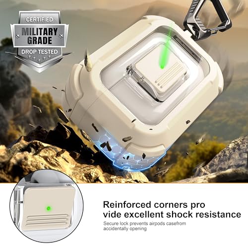 Image of RFUNGUANGO AirPods Pro 3 Case MagSafe Magnetic Automatic Lock, Sand Grey