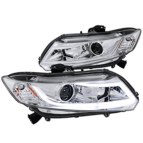Spec-D Tuning 2LHP-CV12-8V2-TM Honda Civic LED Light Bar Projector Headlights Chrome