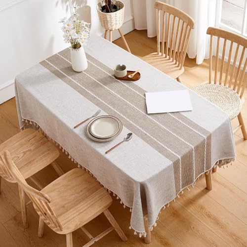 Nappe coton et lin rectangulaire 140x260 cm imperméable - 4