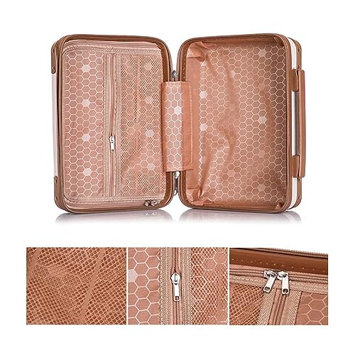 Image of Portable Hard Shell Cosmetic Travel Case, Small Travel Hand Luggage With Elastic Band, Mini Abs Carrying Makeup Box Case Suitcase (White & Brown), 5 Cm