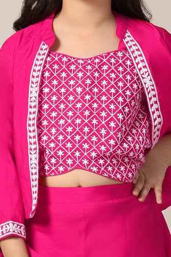 Image of Fashion Dream Girl's Silk Blend Ethnic Top and Palazzo Set |Kids Salwar Suit Set|Indo Western Set