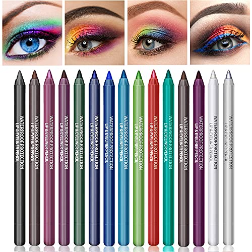 15 Colors Eyeliner Pen Set, Eye Shadow Pencil, Pearl Eyeliner Kit Metallic Eyeliner Pencil Glitter Eyeliner for Women Eye&Lip Liner Professional Eye Makeup Set Colorful Eyeliner Eye Color (15PCS)