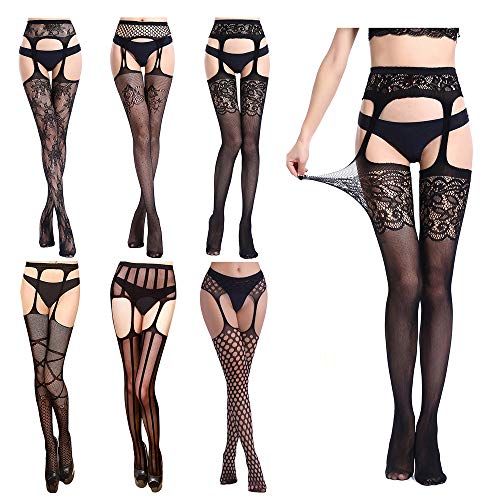 Preisvergleich Produktbild Beelittle Damen Netzstrumpfhose Strumpfhose Schenkelhohe Strümpfe 6 Paar (B)