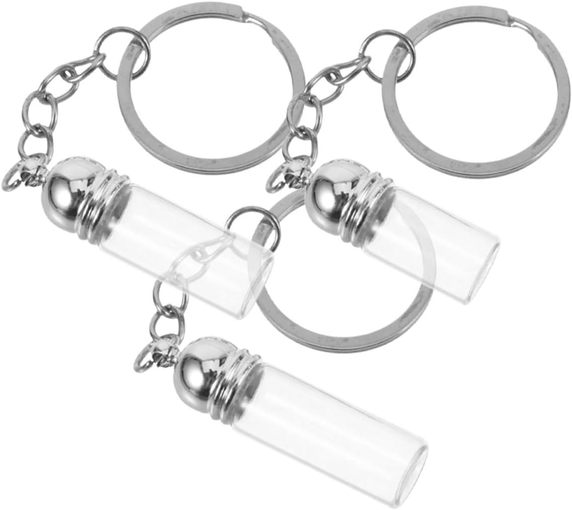 Mikinona 3pcs Transparent Glass Bottle Pendant Essential Oil Keychain
