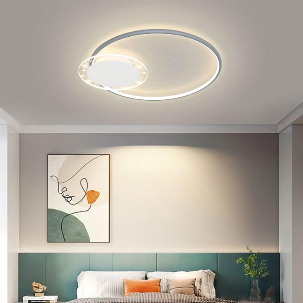 Plafonnier bleu moderne en acrylique doré lustre de plafond chic pour séjour de standing