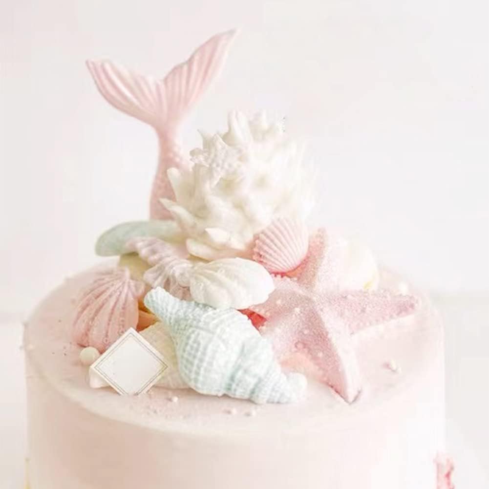 Selecto Bake Marine Theme Fondant Silicone Moulds 3D Ocean Animals Cake Chocolate Sea Shell Conch Cake Decorations Icing Candy Soap Baking Mold Tools Kitchen Sugarcraft DIY Handmade Gift Style of 6 - Image 3